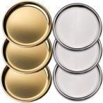 PremiumPort 3’lü Gold ve Gümüş Paslanmaz Çelik Yuvarlak Servis Tepsisi Seti - Altın - Seçenek 1