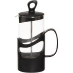 PremiumPort 400 ml Siyah French Press Çay ve Kahve Kupası, Şık ve Fonksiyonel - Seçenek 1 - Ahşap Bej - Siyah