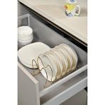 PremiumPort 6 Bölmeli Metal Tava ve Tabak Düzenleyici Raf, Çekmece Içi Organizer - Altın - Seçenek 1