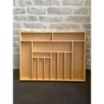 PremiumPort 60X45 cm Ahşap Kaşıklık Çekmece Içi Organizer, Yemek Takımı ve Servis Gereçleri Düzenleyici - Açık Beyaz - Gri - Seçenek 1