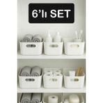 PremiumPort 6'lı Beyaz Çok Amaçlı Banyo Organizer Seti - Ahşap - Bej - Siyah - Seçenek 1