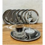 PremiumPort 6'lı Paslanmaz Çelik Yuvarlak Servis Tepsisi 21CM Dekoratif Sunum - Altın - Gümüş - Bakır - Seçenek 1