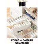 PremiumPort 8'li Çekmece ve Dolap Içi Raf Düzenleyici, Katlanabilir Organizer Set - Ahşap - Bej - Siyah - Seçenek 1
