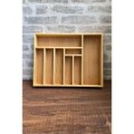 PremiumPort Ahşap Kaşıklık 45X35 Cm, Çekmeceli Organizer, Yemek Takımı ve Servis Düzenleyici - Açık Beyaz - Gri - Seçenek 1