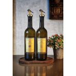 PremiumPort Ahşap Stantlı Amber Gold 2'li Zeytinyağı ve Sıvı Yağ Şişesi Seti - Seçenek 1