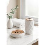 PremiumPort Akrilik Rose Lavabo Seti, 2 Parça, Şık ve Modern Tasarım - Ahşap Bej - Siyah