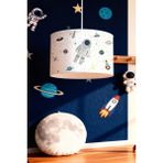 PremiumPort Beyaz Uzay Temalı Çocuk Odası Avizesi, Sevimli Astronot Desenli Işıklandırma - Seçenek 1 - Ahşap - Bej - Siyah