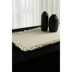 PremiumPort Biyeli Fırfırlı Ham Keten Runner 40X120 Cm, Doğal ve Zarif Sofra Şıklığı