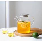 PremiumPort Borosilikat Cam Demlik, Metal Kapaklı, 1800 Ml, Bitki Çayı Için Şık ve Pratik - Altın - Seçenek 1