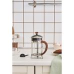 PremiumPort Borosilikat Cam French Press, Ahşap Kaşık, 600 Ml, Şık ve Dayanıklı Tasarım - Seçenek 1 - Ahşap - Ceviz