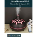 PremiumPort Buhar Makinası Difüzör 7 Renk LED Işıklı, 300ML, Filtresiz, Esansiyel - Ahşap - Bej - Siyah - Seçenek 1