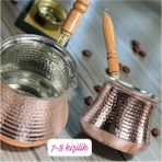 PremiumPort Büyük Boy Bakır Cezve 7-8 Kişilik, Kahve ve Sütlük, 9x9 cm - Seçenek 1 - Ahşap - Ceviz