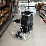 PremiumPort Büyük Boy Su Geçirmez Tekerlekli Oturmalı Alüminyum Merdiven - Ahşap