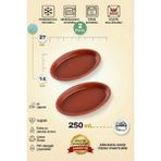 PremiumPort Doğal Sırlı Toprak Güveç Tava Oval Kayık Sunum Seti (2'li, 27X12 Cm) - Seçenek 1