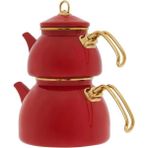 PremiumPort Emaye Özel Tasarım Demlik Seti, 1.4l Üst, 2.6l Alt, Dayanıklı ve Şık - Açık Gri - Seçenek 1