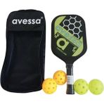 PremiumPort Fiberglass Pickleball Seti, 1 Raket, 4 Top, Çanta, Dayanıklı ve Hafif Design - Seçenek 1 - Ahşap