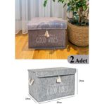PremiumPort Iki Adet Gri Mini Keçe Kapaklı Çok Amaçlı Kutu 35X24X24 cm - Seçenek 1 - Antrasit