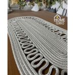 PremiumPort Jüt ve Hasır Dekoratif Masa Örtüsü, 30X70CM, Bohem Tarzı, Amerikan Servis - Antrasit