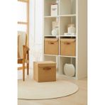 PremiumPort Katlanabilir 3’lü Jüt Kapaklı Dolap Içi Organizer 30X30X30 - Seçenek 1 - Ahşap - Ceviz