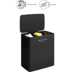PremiumPort Katlanabilir Kumaş Kirli Çamaşır Sepeti, 3 Bölmeli, Ink Black - Seçenek 1 - Ahşap