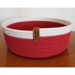 PremiumPort Kırmızı Beyaz Hasır Sepet, Organizer ve Dekorasyon Için 24X9 cm - Seçenek 1 - Amber