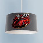 PremiumPort Kırmızı Mcqueen Desenli Bebek ve Çocuk Odası Avizesi - Seçenek 1 - Açık Beyaz - Gri