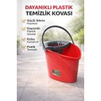 PremiumPort Klasik Smart Mop Temizlik Kovası, Sıkma Hazneli, 14 Lt, Kırmızı - Açık Gri - Seçenek 1