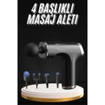 PremiumPort Mini Şarjlı Masaj Aleti, 4 Başlıkla Rahatlatıcı ve Hafif Kullanım - Antik Altın