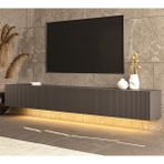 PremiumPort Modern 240CM LED Işıklı Tv Sehpası, Duvar ve Ünite Tasarımı - Açık Beyaz - Gri - Seçenek 1