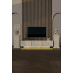 PremiumPort Modern LED Işıklı 190CM Tv Ünitesi, Yanları Kitaplıklı ve 3 Kapaklı - Ahşap - Bej - Seçenek 1
