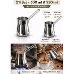 PremiumPort Paslanmaz Çelik Cezve Seti 2'li, 330 ml ve 550 Ml, Şık ve Dayanıklı Tasarım - Seçenek 1 - Altın
