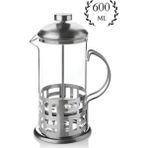 PremiumPort Paslanmaz Çelik French Press 600ML, Metal Kulplu Kahve Demleme Aracı - Seçenek 1 - Ahşap - Ceviz