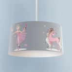 PremiumPort Pembe Unicorn ve Kız Desenli Bebek & Çocuk Odası Avizesi - Seçenek 1 - Açık Beyaz - Gri