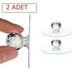 PremiumPort Şeffaf Kristal 2'li Yapışkanlı Kulp Dolap ve Çekmece Tutacaklar - Altın - Seçenek 1