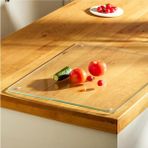 PremiumPort Şeffaf Temperli Cam Kesme Tahtası, Oval, 20X30CM, Kırılmaya Dayanıklı - Ahşap - Bej - Siyah - Seçenek 1