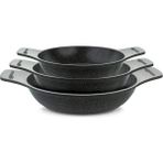 PremiumPort Set: Döküm Saplı Güveç Sahan, 3 Parça, Gri, 18-22 Cm, Dayanıklı ve Şık - Seçenek 1 - Antrasit