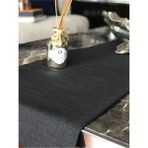 PremiumPort Şık Siyah Simli Keten Runner ile Zarafet ve Parlaklık Sunar - Ahşap