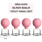 PremiumPort Silikon Vakumlu Yüz ve Vücut Masaj Kupası 4'lü Set - Mercan