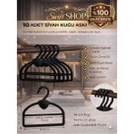 PremiumPort Siyah Şal ve Eşarp Askısı 10'lu Paket, Dolap Içi Düzenleyici - Seçenek 1 - Ahşap