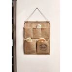 Prendi Home Jüt Kumaş 5 Cepli Çok Amaçlı Askılı Duvar Tipi Dolap Içi Banyo Mutfak Düzenleyici Organizer 35X45 cm - Kahverengi - 1 Adet