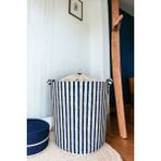 Prendi Home Lacivert Çizgili Katlanır Banyo Kirli Çamaşır Dolap Içi Yatak Odası Düzenleyici Saklama Sepeti 37X40 - Lacivert - Beyaz