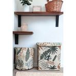 Prendi Home Yaprak Desenli Silindir ve Dikdörtgen Büyük Boy Kapaklı Saklama Kutusu Sepeti 40X50X30 cm -37X40 cm - Yeşil - Çamaşır Sepeti