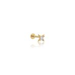 Prenses Kesim Taşlı Altın Tragus Piercing