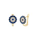 PRENSES PIRLANTA Kadın 14 Ayar Altın Küpe Minimalist Nazar Boncuklu Altın Küpe 13 Mm