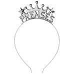 Prenses Yazılı Gümüş Renk Metal Taç