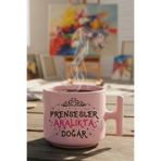 Prensesler Aralıkta Doğar Baskılı Doğum Günü Özel Gün Hediyelik T Kulplu Beyaz/Pembe Latte Fincanı, QB1PL5993-12ARALIK-PM