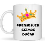 Prensesler Ekimde Doğar Yazılı Kupa Model 254 Taç Tasarımlı Ekim Ayı Doğum Günü Hediyesi Seramik Kahve Kupası - Belirtilmemiş - 001 - Beyaz