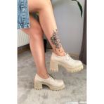 Preshley Kadın Diana Bej Rugan Carık Model 8 cm Topuklu Platformlu Ayakkabı