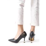 Preshley Kadın Fascino Siyah Deri Stiletto Topuklu Ayakkabı