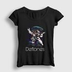 Presmono Astronaut Deftones Siyah Kadın T-Shirt